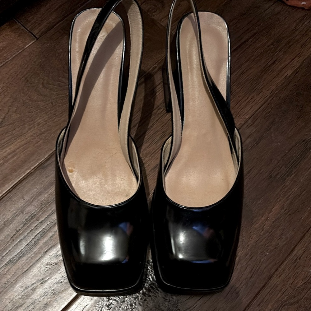 Patent Leather Block Heel Slingbacks